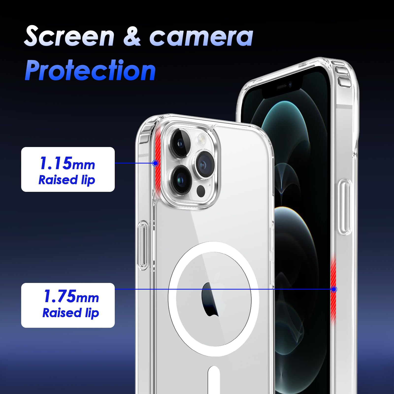 Coque Magnétique IPhone 12 / 12 Pro - Compatible MagSafe - Anti-Choc Militaire - 2 Verres Trempés Inclus - Transparente - 7