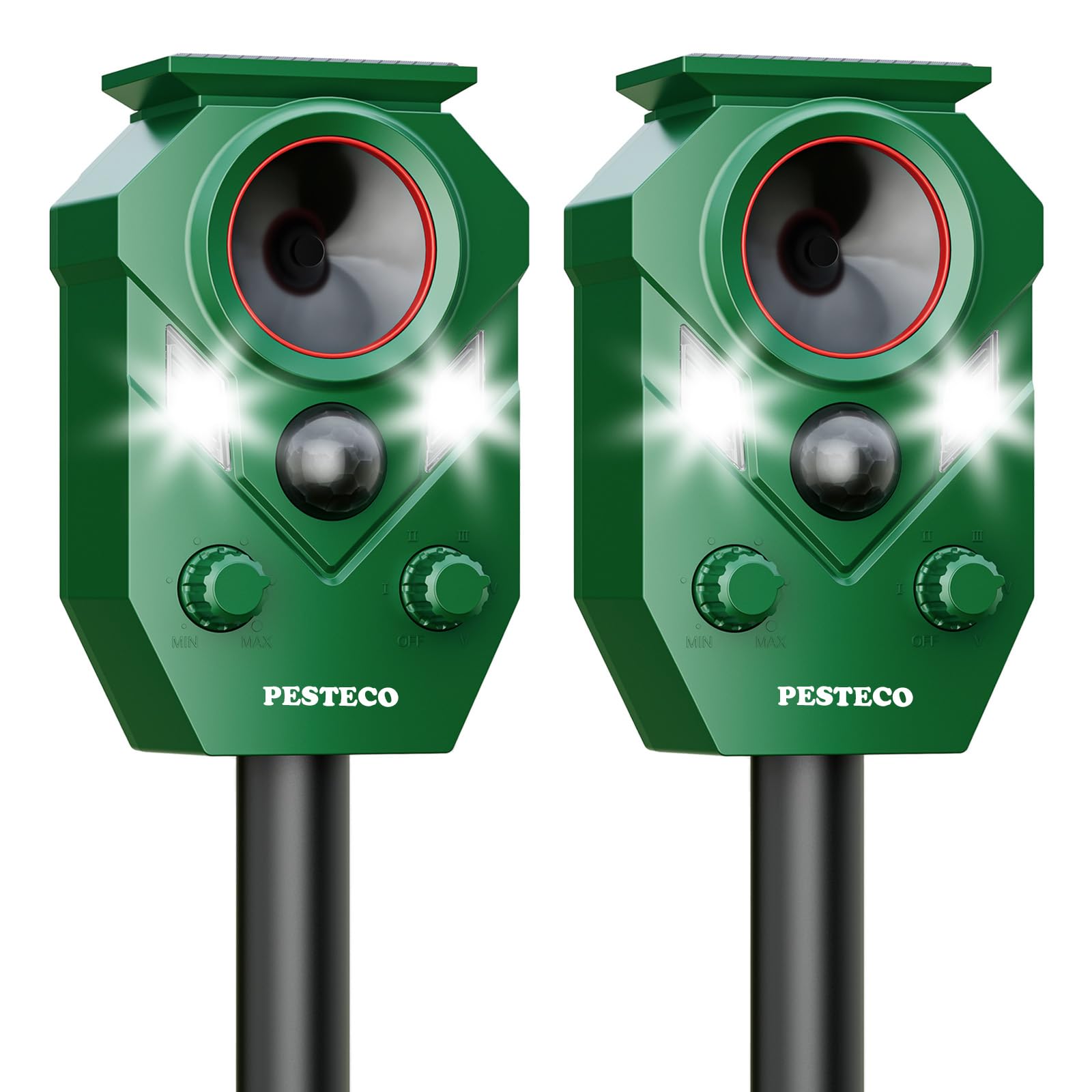 Repellente solare per animali all'aperto, repellente per gatti ad ultrasuoni all'aperto, impermeabile IP65, repellente per cervi, scoiattoli, procioni, puzzole, conigli, conigli, per cortile