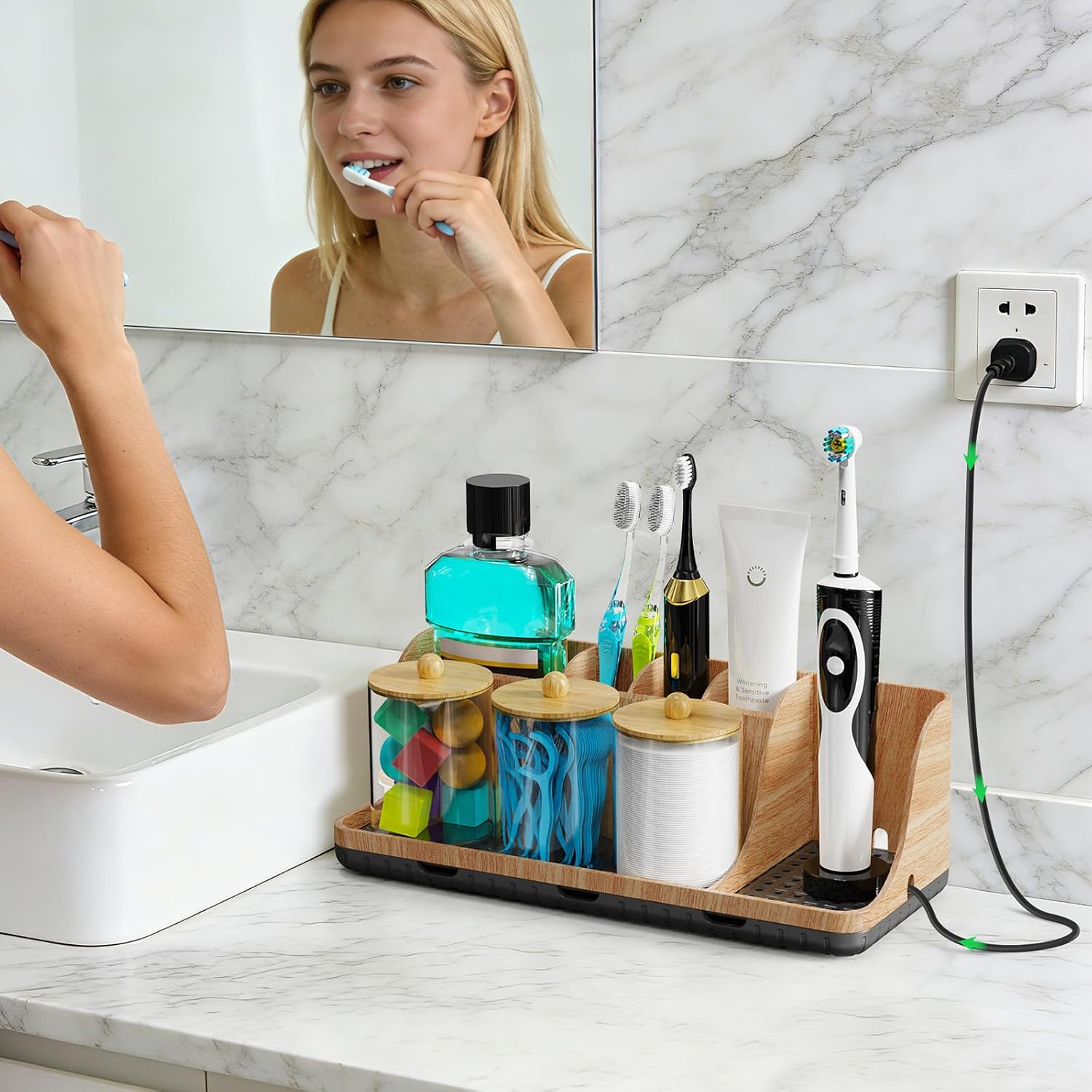 Bathroom Counter Organizer, Bathroom Toothbrush Holders Set, Bathroom Organizers and Storage