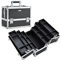 Vista 1 de FRENESSA Estuche de maquillaje de 12.6 pulgadas, organizador de cosméticos grande, almacenamiento de viaje, estuche de transporte profesional