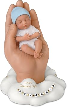 The Ashton-Drake Galleries Gods Greatest Gift Baby Doll by Jennifer Costello, 4 Inches, Personalized Cloud Base, Pink and Blue Caps Caucasian