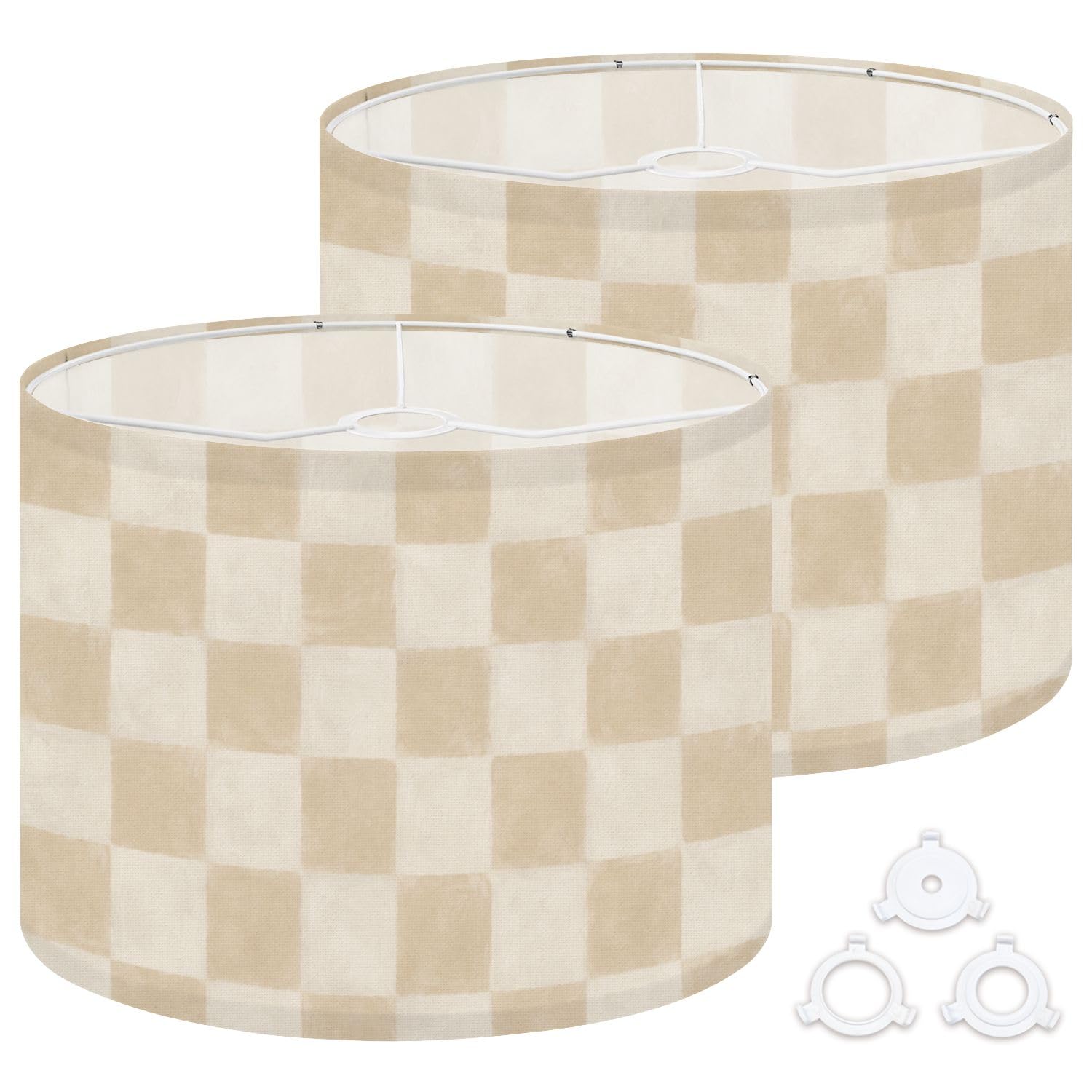 Deruinvaio Multi6 Drum Lamp Shades Neutral Beige Cream 13"X13"X10" Medium Lampshade Diy Replacement Lamp Shade For Table Lamps Floor Lamps Required Assembly