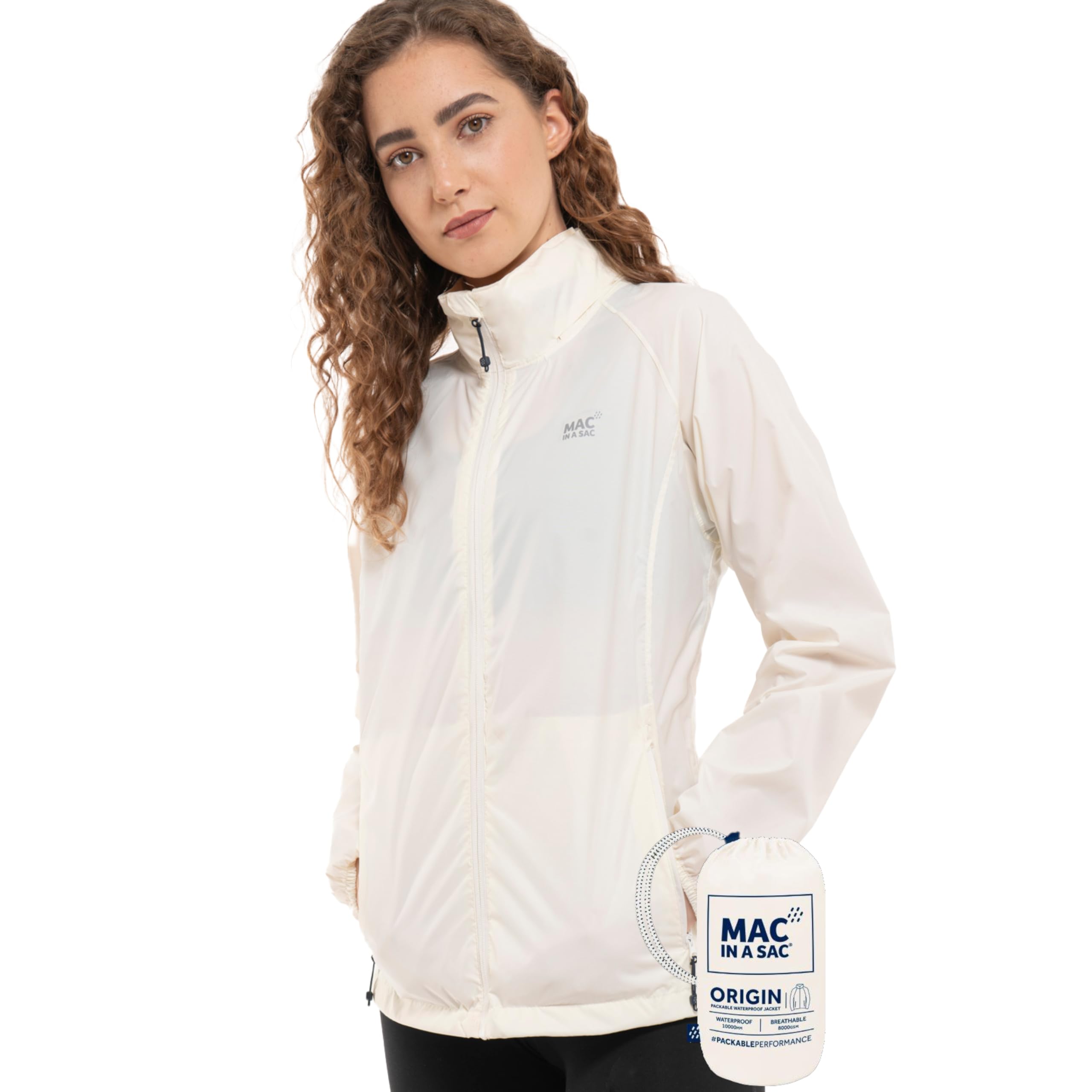 Mac in a Sac - Origin II - Waterproof Packable Jacket for Men & Women - Ivory - XS