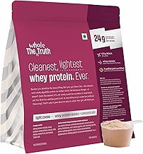 The Whole Truth Whey Protein Isolate+Concentrate | Light Cocoa 1 kg (2.2 lbs) | 24g Protein per scoop | 6.6g BCAA | No Adulteration | Clean, Light & Easy to Digest | Vegetarian