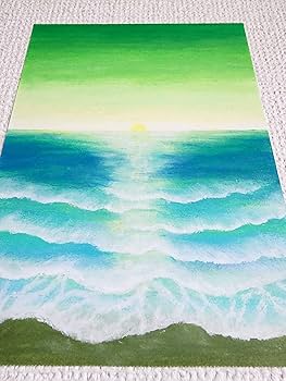 風景画 パステル画 白フレーム 日本製ソフトパステル、水彩画アートインテリア半切 風景画 パステル画 白フレーム 日本製ソフトパステル、水彩画