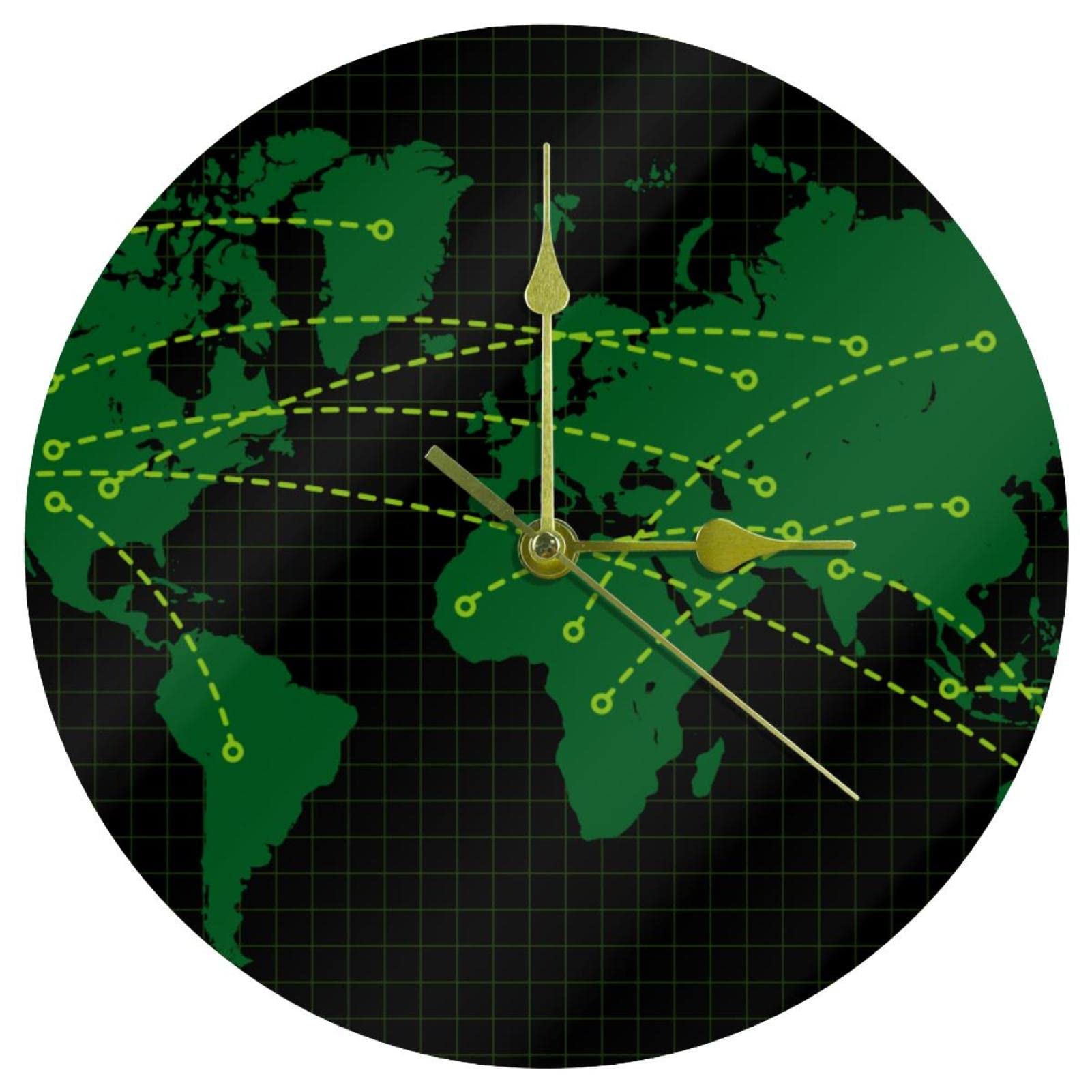 Horloge murale silencieuse sans tic-tac en acrylique vert pour le bureau
