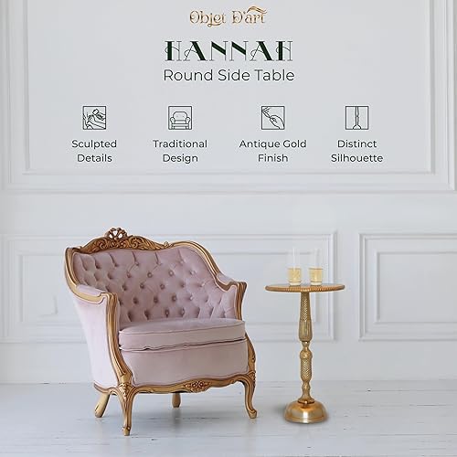 Miniatura 33 de OBJET D'ART ABEL, 21 pulgadas de altura, con acento metálico vintage, laterales, pedestal, coctail y bebidas para sala de estar y espacios pequeños