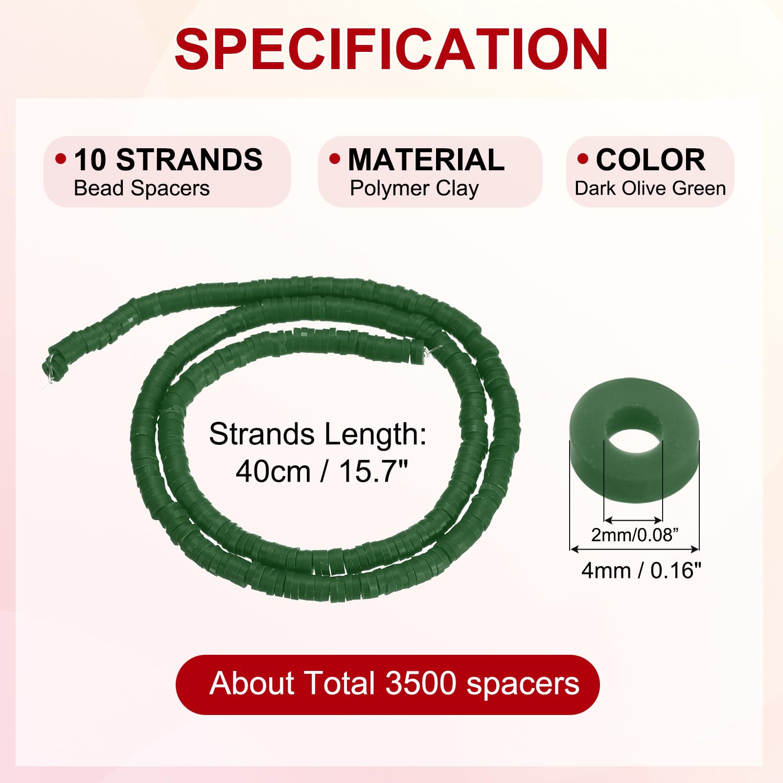 PATIKIL 4mm Polymer Clay Beads Spacer - Image 2