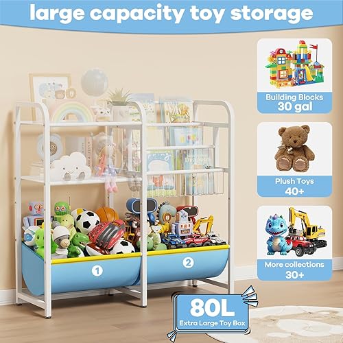 Miniatura 4 de Estantería 3 en 1 para niños y organizador de almacenamiento de juguetes, organizador de libros Montessori para bebés, estante de exhibición de