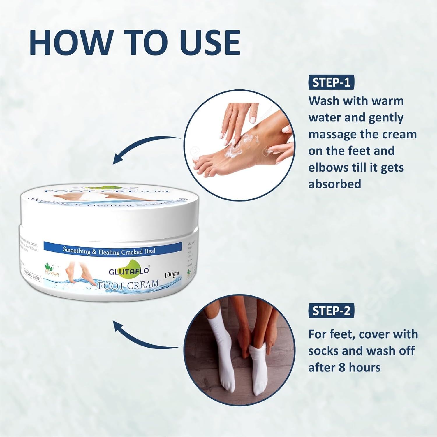 Glutaflo Foot Cream For Rough, Dry and Cracked Heel, Feet Cream For Heel Repair With Benefits of Urea, Lactic Acid and Vitamin E All Skin Types 100 Gm. Glutaflo Foot Cream For Rough, Dry and Cracked Heel, Feet Cream For Heel Repair With Benefits of Urea, Lactic Acid and Vitamin E All Skin Types 100 Gm.