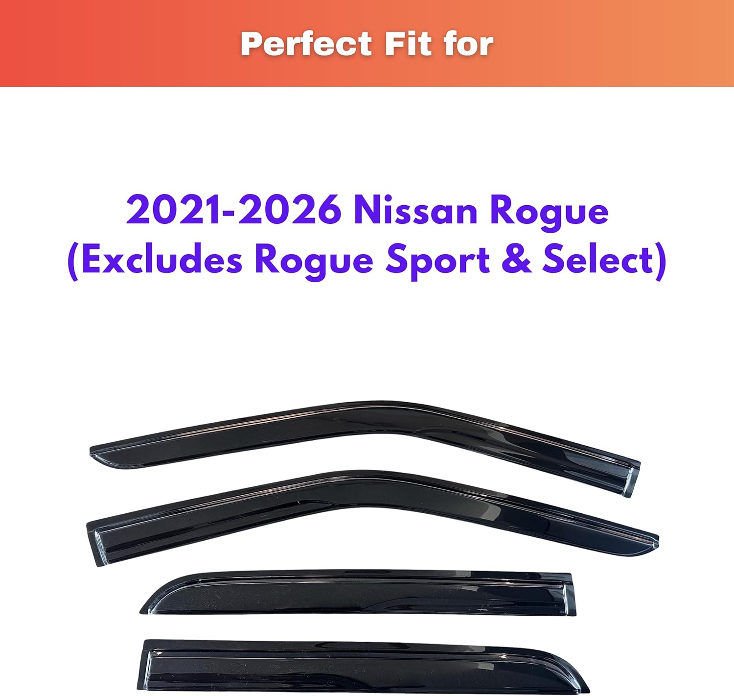 KPY Rain Guards Fit for 2021-2026 Nissan Rogue, Out-Channel Window Visors Vent Wind Deflectors 4PC, Car Accessories for 21-26 Rogue (Excludes Rogue Sport & Select)