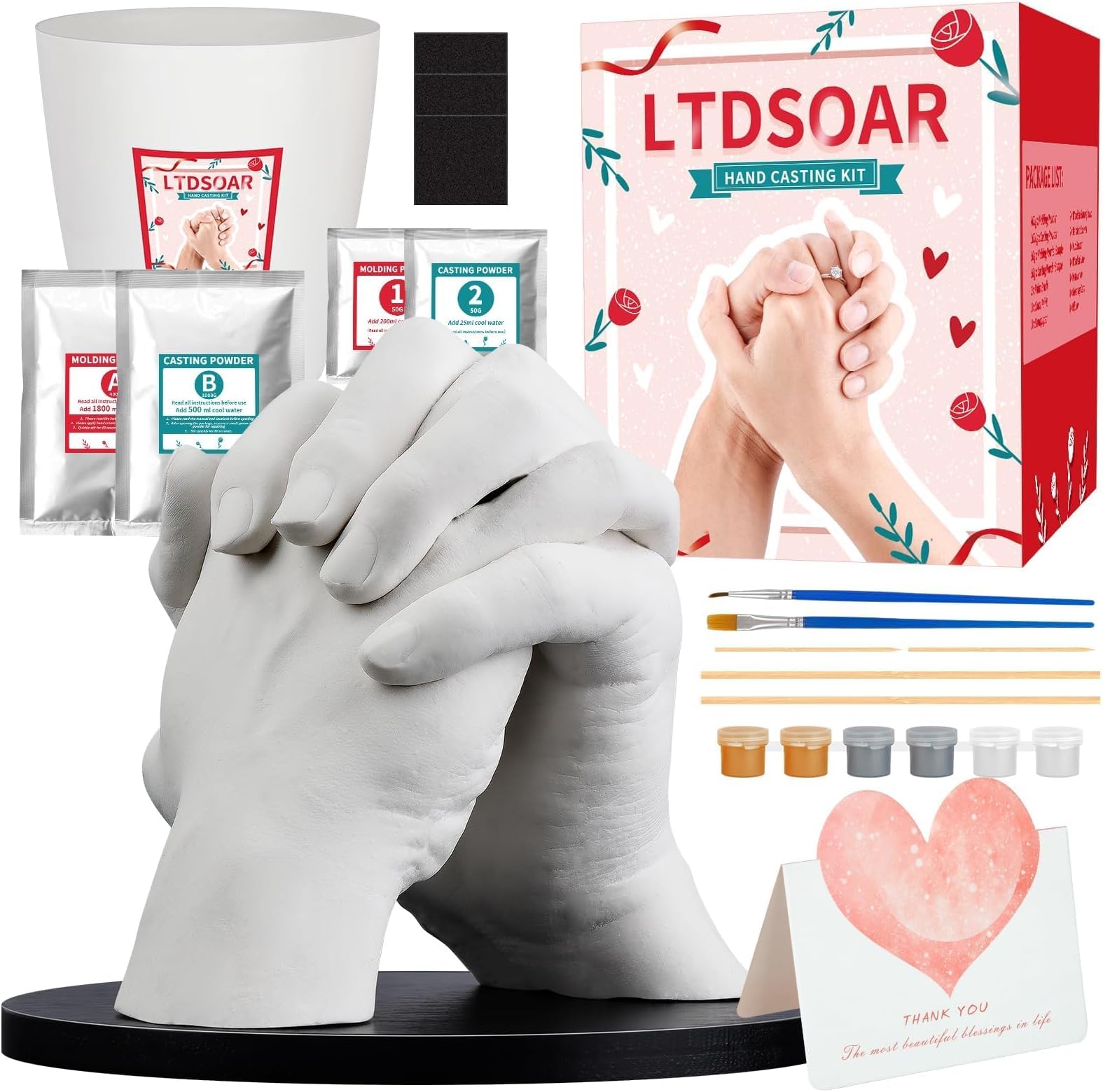 LTDSOAR Hand Casting Kit, Couples with Practice Kit, Hand Mold Kit for Adults & Kids, Romantic Anniversary Wedding Birthday for Her or Him,Boyfriend Girlfriend Unique Christmas Stocking Stuffers Gift