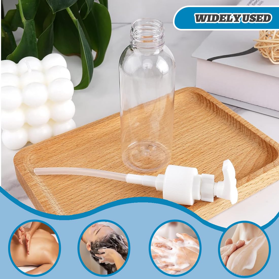 4 Pezzi Flaconi da Viaggio, 60 ml Bottiglie da Viaggio Trasparenti, Pompa da Viaggio in Plastica Dispenser, Boccette Contenitori Ricaricabile, per Lozione Emulsione Olio Pulizia Shampoo Gel Doccia