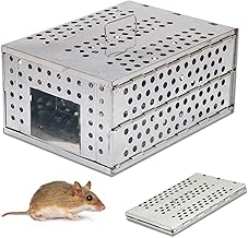SOLDELA Rodent Trap for Rats and Mice - Taupe - XXL Folding Galvanised Steel Cage - 100% Natural Repellent - Wound Free - Indoor and Outdoor Use - 30 x 22 x 15 cm - Bait - Steel