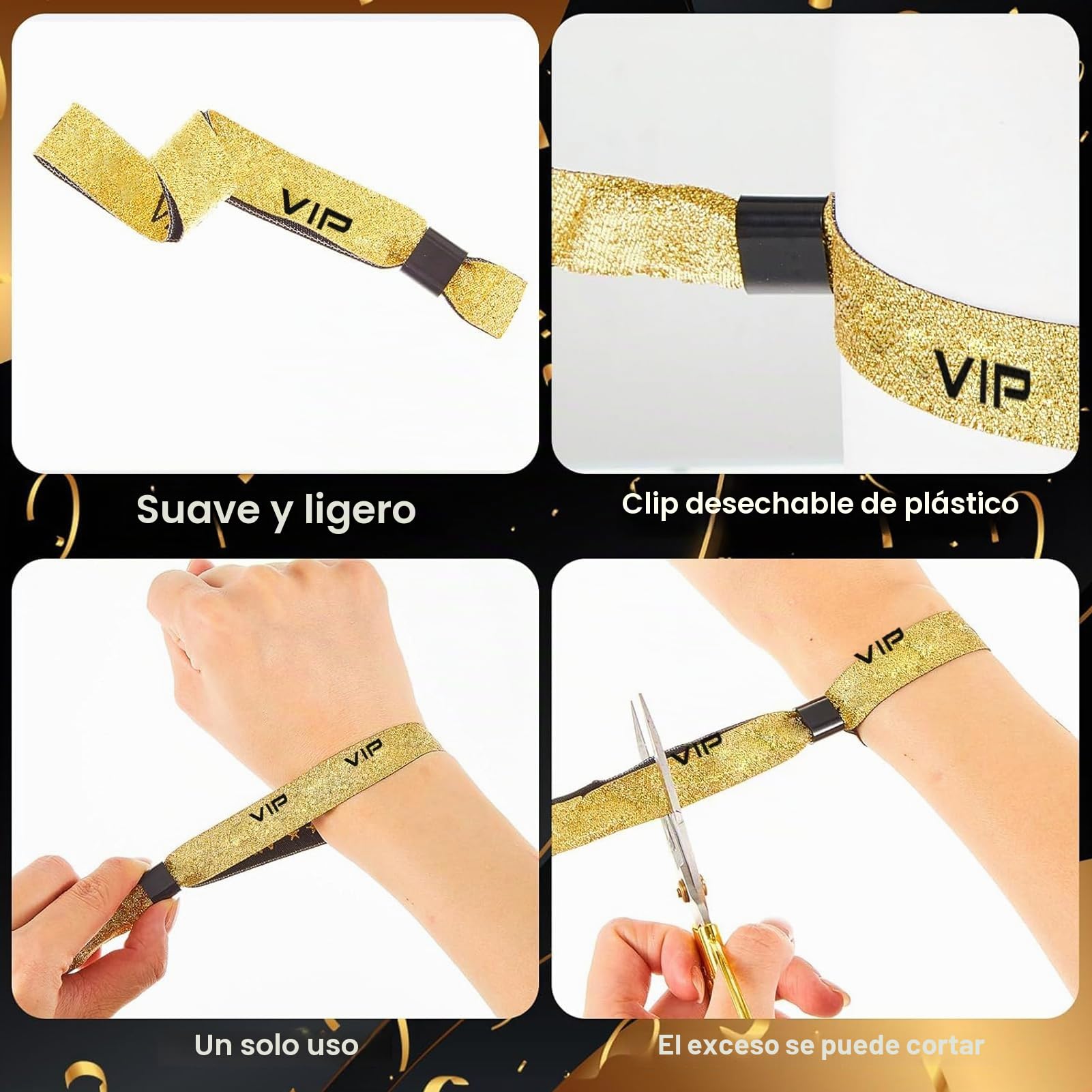 120 pulseras VIP de tela, correas de muñeca VIP de entrada, bandas VIP para eventos, festivales, pulseras VIP, entradas para conciertos, actividades, fiestas