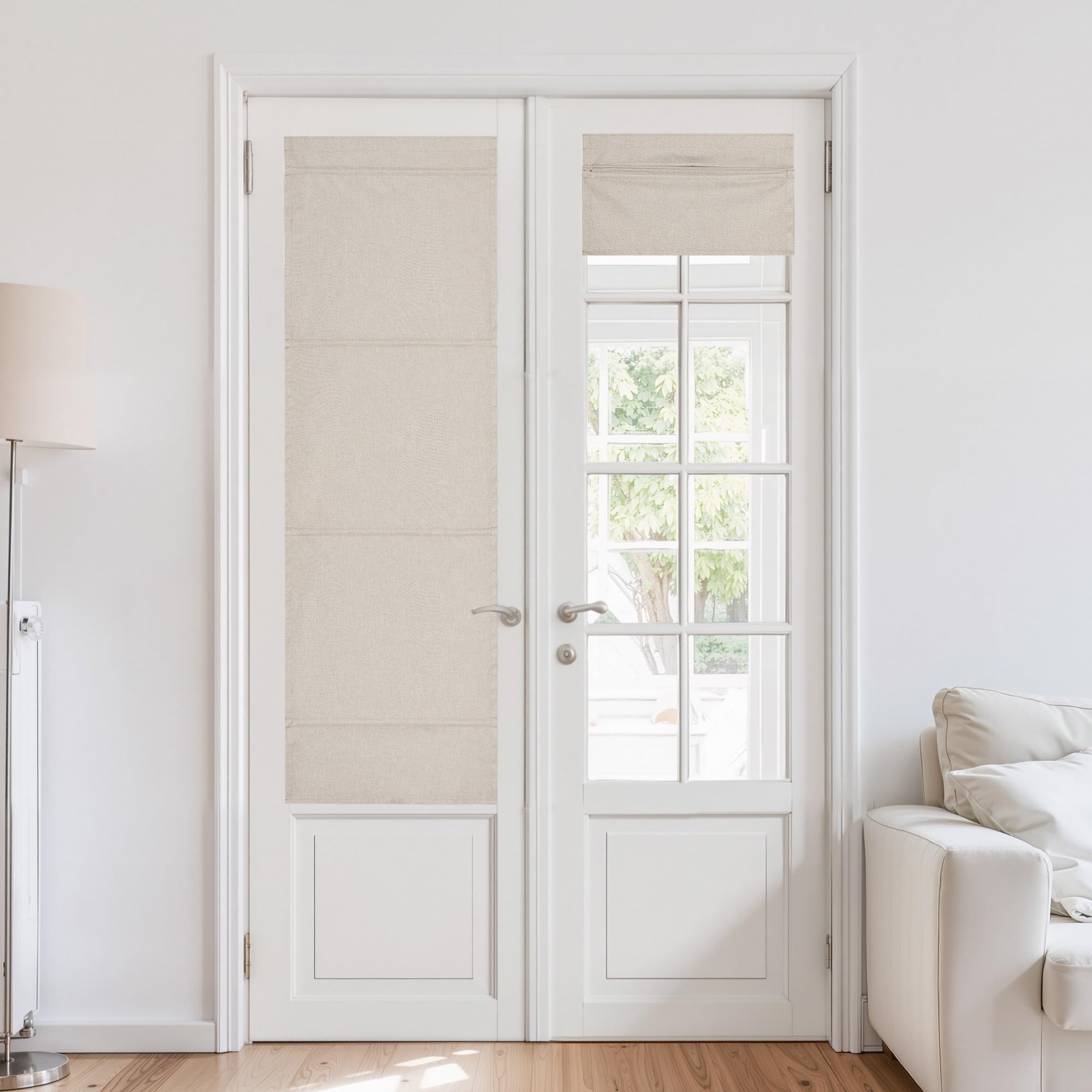 Amazon.com: NICETOWN Cordless French Door Curtain Natural Linen