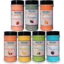 Fruit-Flavored Melody - Cherry, Blue Raspberry, Green Apple, Orange, Strawberry, Banana, and Grape Flavored Cotton Candy Flossugar | 7-Pack Bundle of 14 oz Containers | Ready-to-Use Mix for Parties and Events