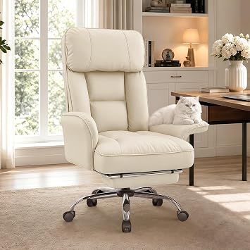 Ergonomic Executive Office Chair with Footrest & Adjustable Armrests, High-Back Computer Chairs, Comfortable Desk Chair for Home Office or Desk Work