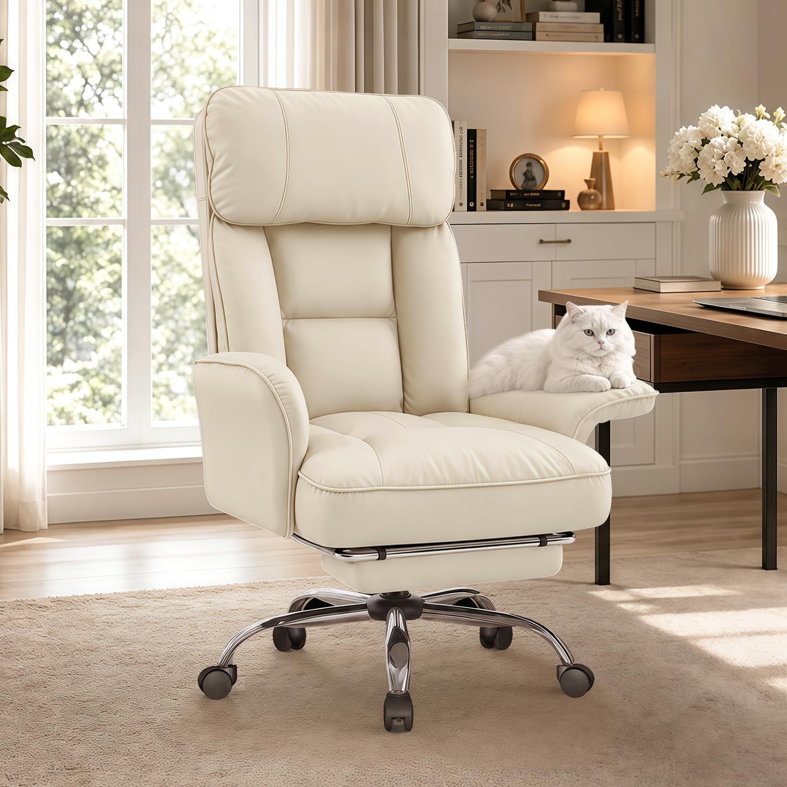 WXJHL Ergonomic Executive Office Chair with Footrest & Adjustable Armrests, High-Back Computer Chairs, Comfortable Desk Chair for Home Office or Desk Work — image 1