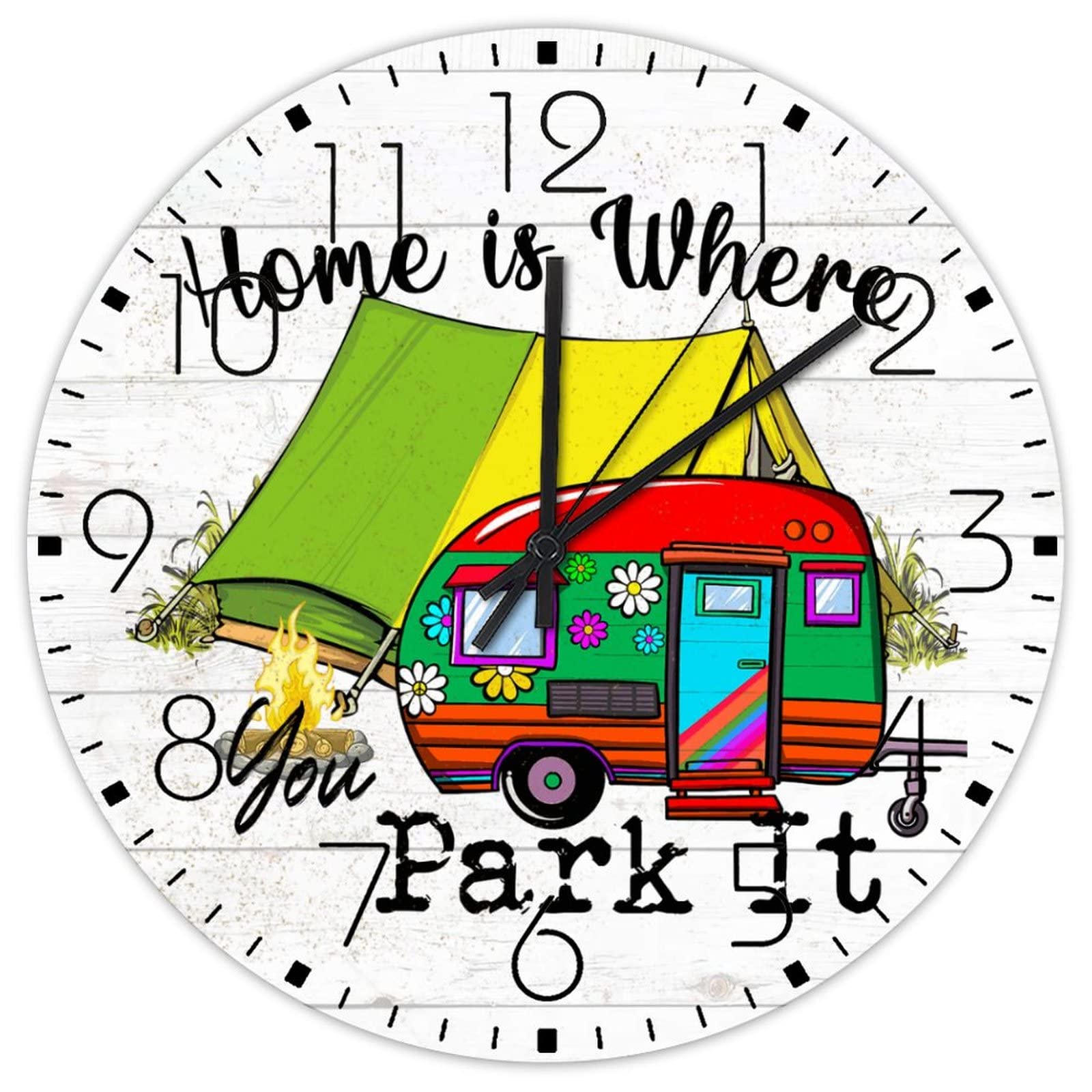 Horloge murale chalet bois de qualité supérieure motif montagnes