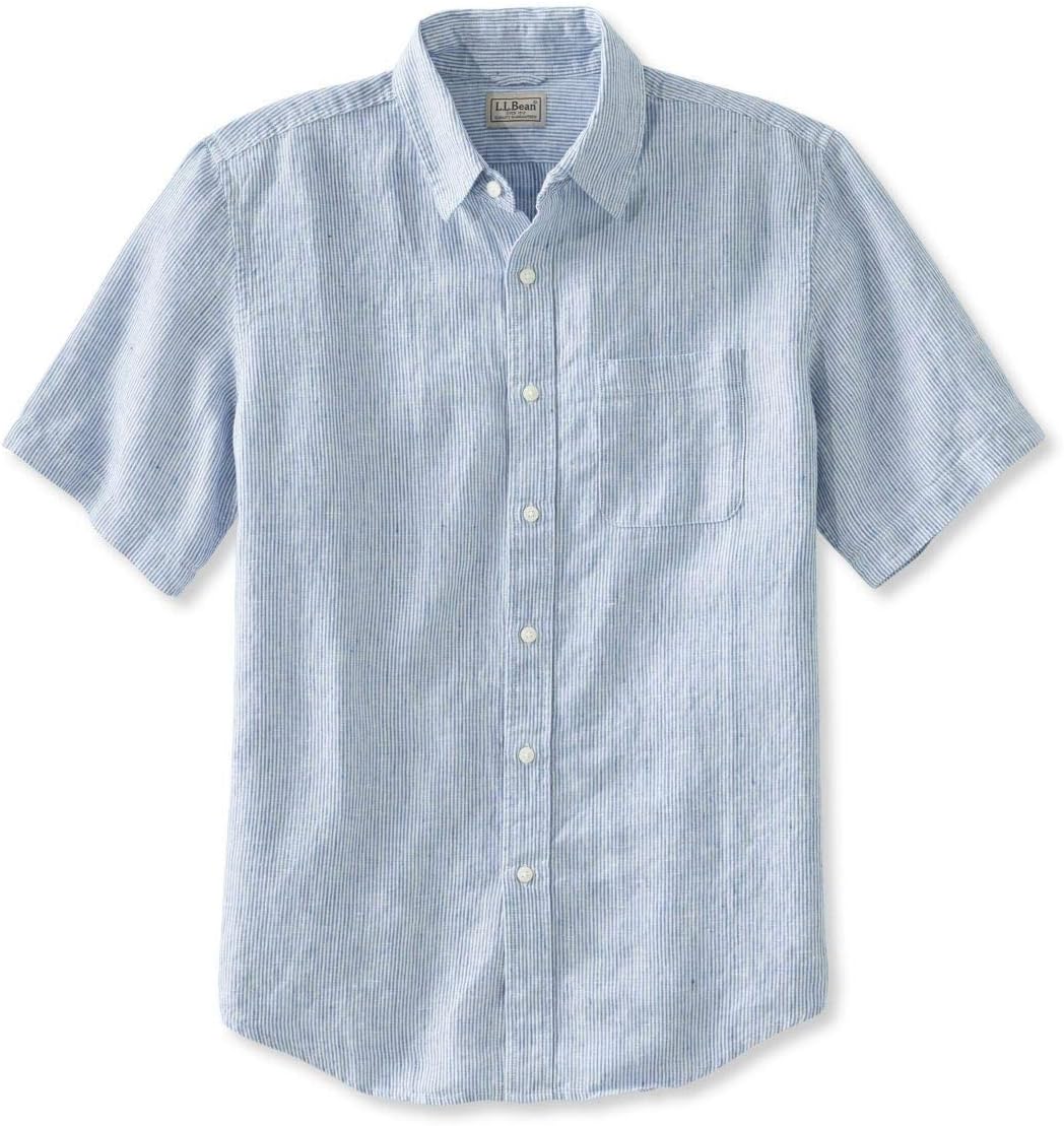 L.L.Bean（エルエルビーン） メンズ エル・エル・ビーン・リネン・シャツ、半袖 ストライプ ジャパン・フィット