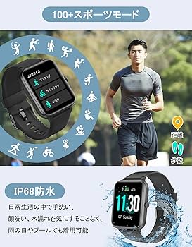 Amazon.co.jp: GanRiver スマートウォッチ 万歩計 通話機能付き