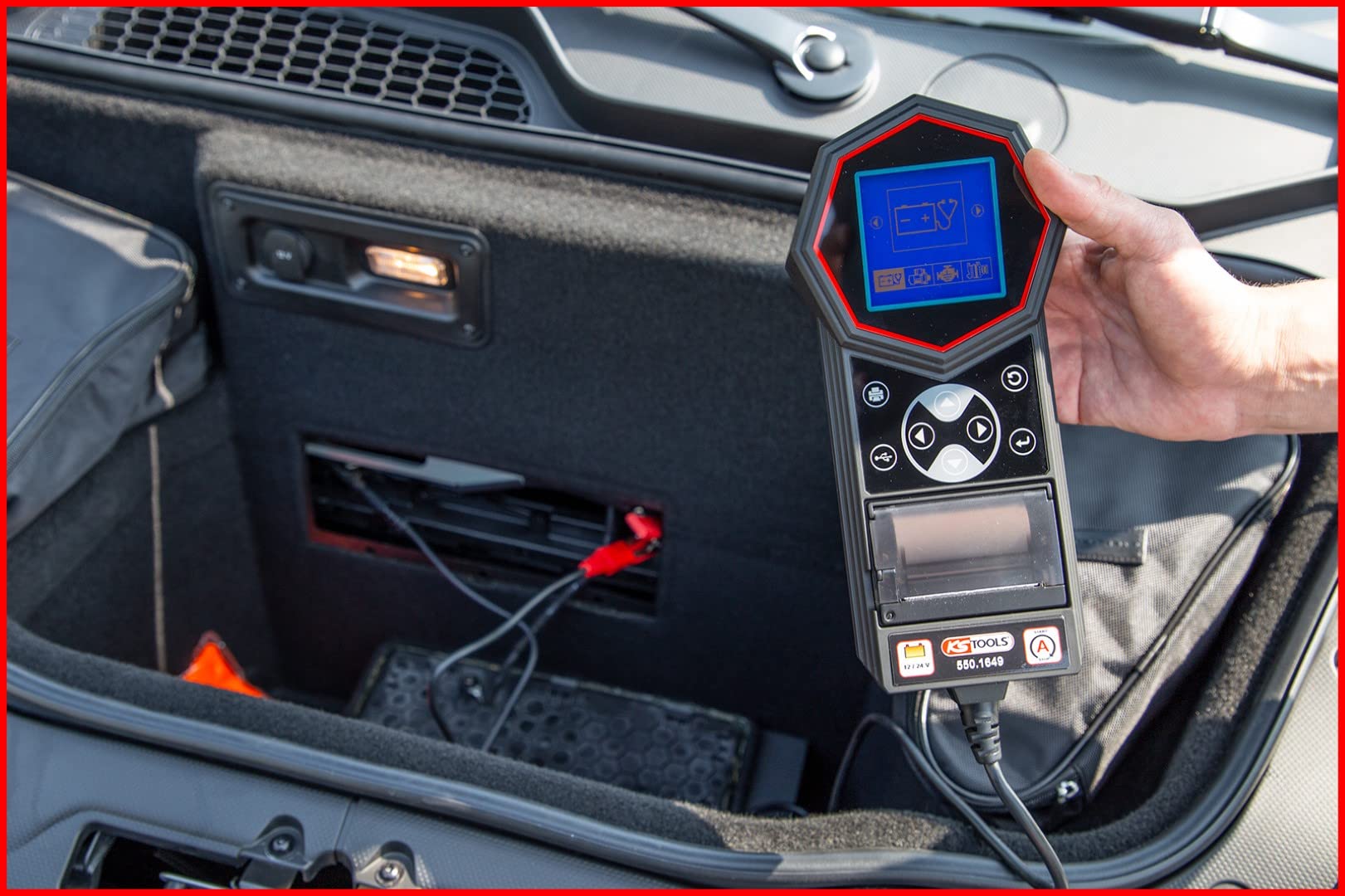 KS Tools 550.1649 Analizador del cargador y la batería digital de 12 V / 24 V con impresora integrada