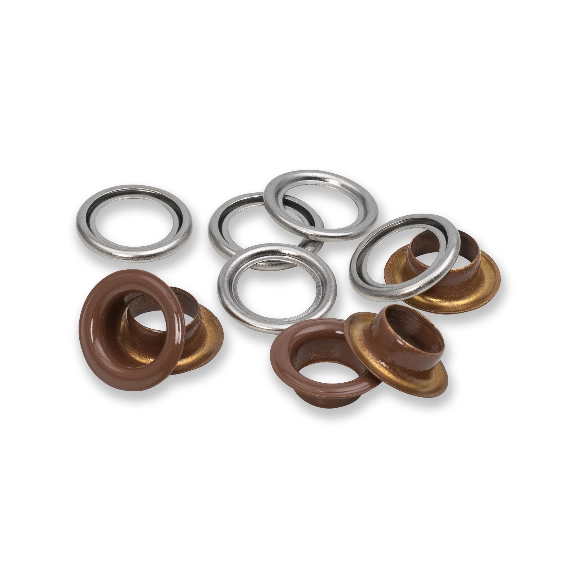 Prym 542542 Eyelets with washers, red/Silver, can be Used with The Vario Creative Tool, Dark Brown, Ø 11 mm