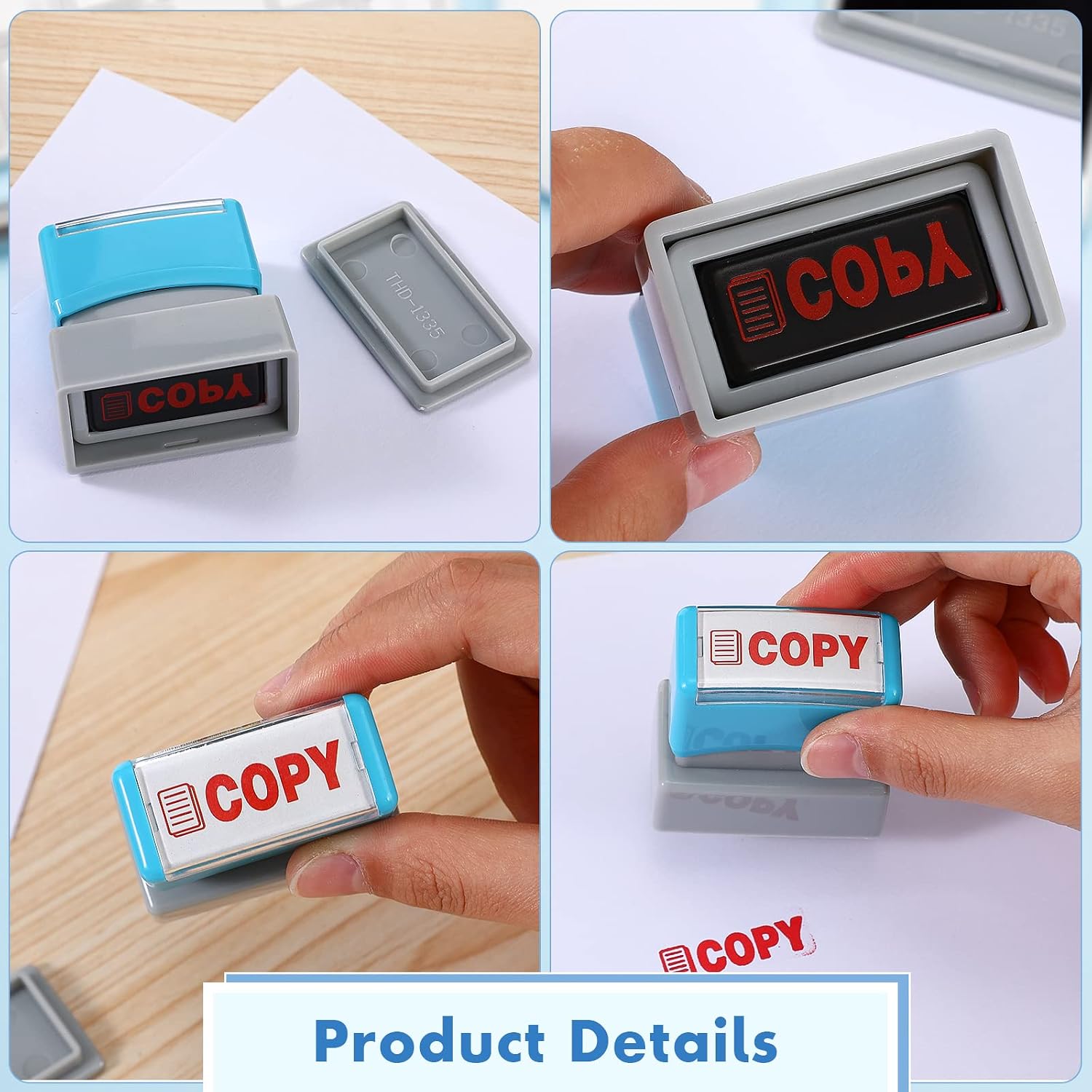 Crtiin 2 Pcs Self Inking Stamps Pre Inked Office Duplicate Convenience Stamps for Office, Red Ink, 1.38 x 0.51 Inch(Copy)
