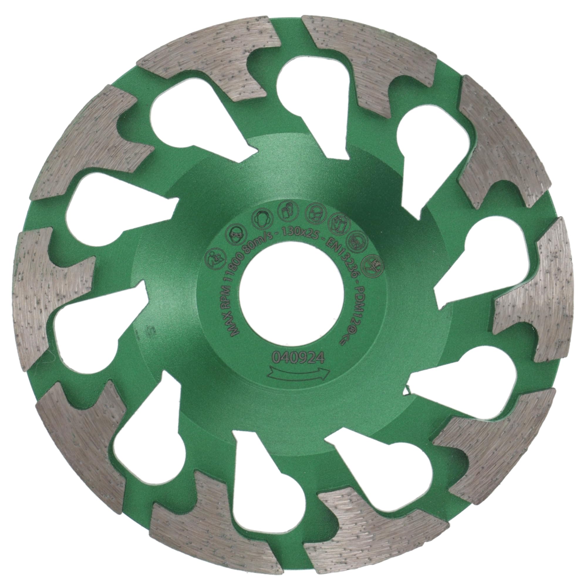 PRODIAMANT Diamant-Schleiftopf 130 mm x 25 mm grün – Universal für Beton & Estrich – Für Betonschleifer – Bohrung 25 mm – Schleifteller