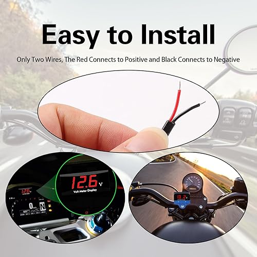 Miniatura 7 de Voltímetro digital de 12 V para monitor de voltaje, voltímetro de metal impermeable para motocicleta, voltímetro universal automotriz de energía