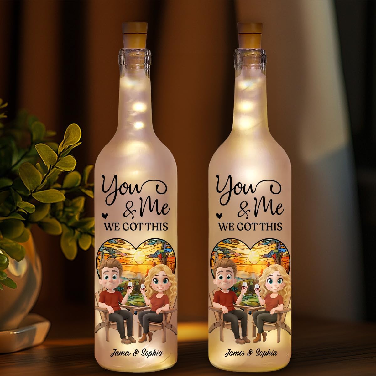 Wrappiness Personalized Bottle Lamp Annoying Each Other - Anniversary Housewarming Couples Gifts for Her for Him - Bottle Light Gifts for Wife Husband