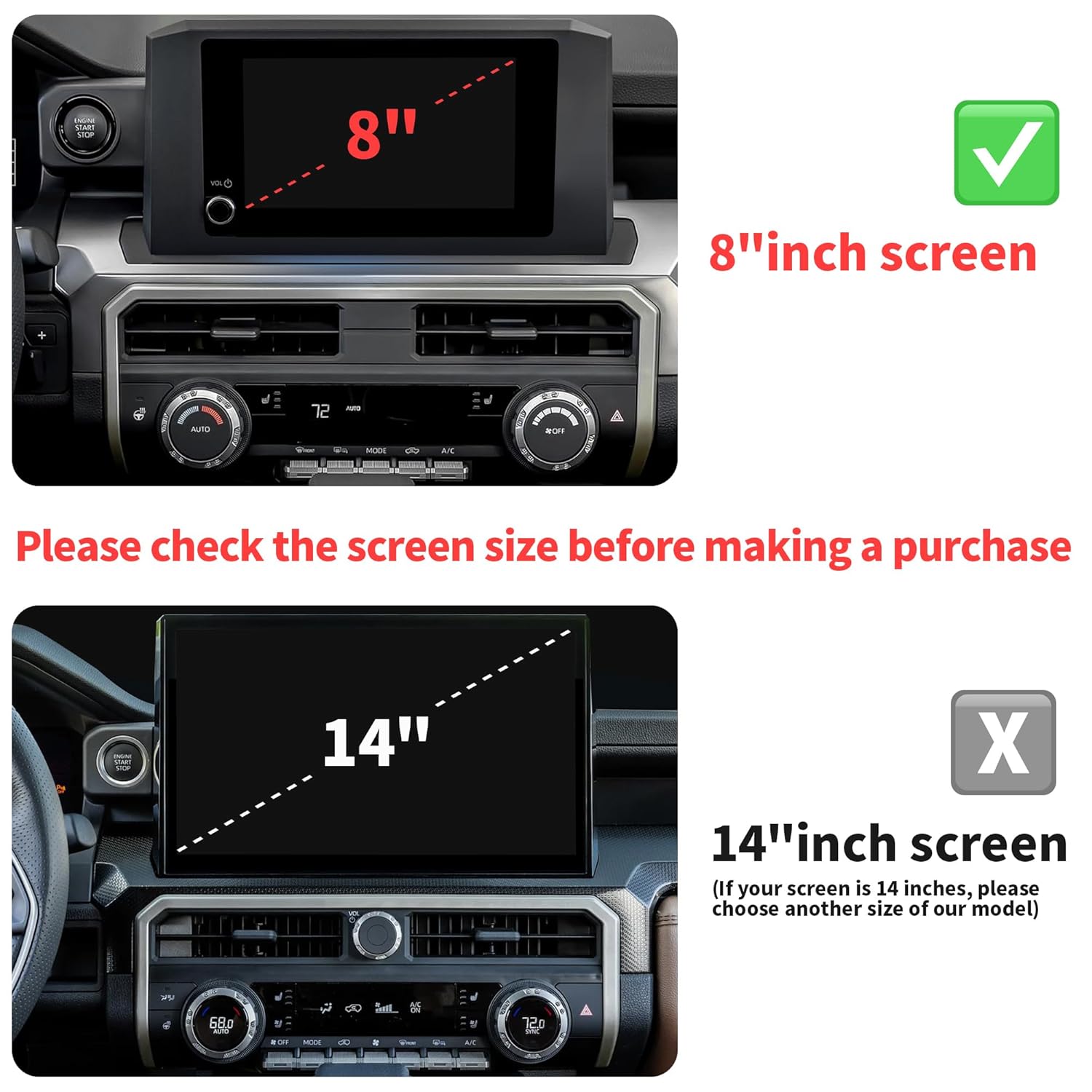 Polodunn for Toyota Tacoma 2024 2025 2026 & 4Runner 2025 2026 Accessories, 8-Inch Screen Aluminum Alloy Knob Cover Trim (Red, 6-Piece Set) - Fits Push Start, AC, Volume & 4WD Gear Switch