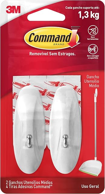 Command Wire Hooks with Strips - Medium, White