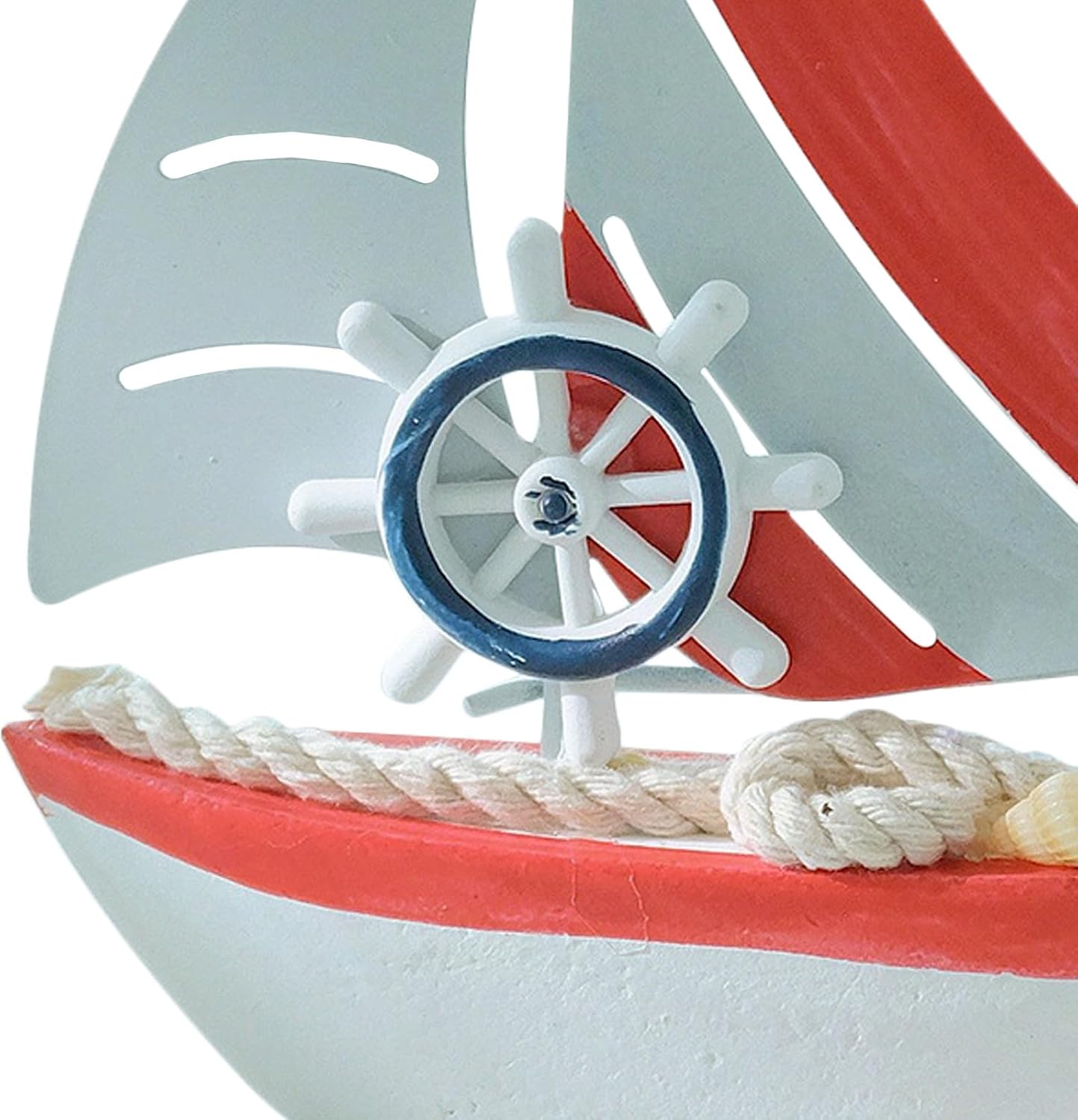 FUOYLOO 2pcs Sailboat Decor: Wooden Nautical Decoration - Beach Sailing Boat Ornament for Home Bedroom Office Bathroom Desktop Centerpiece