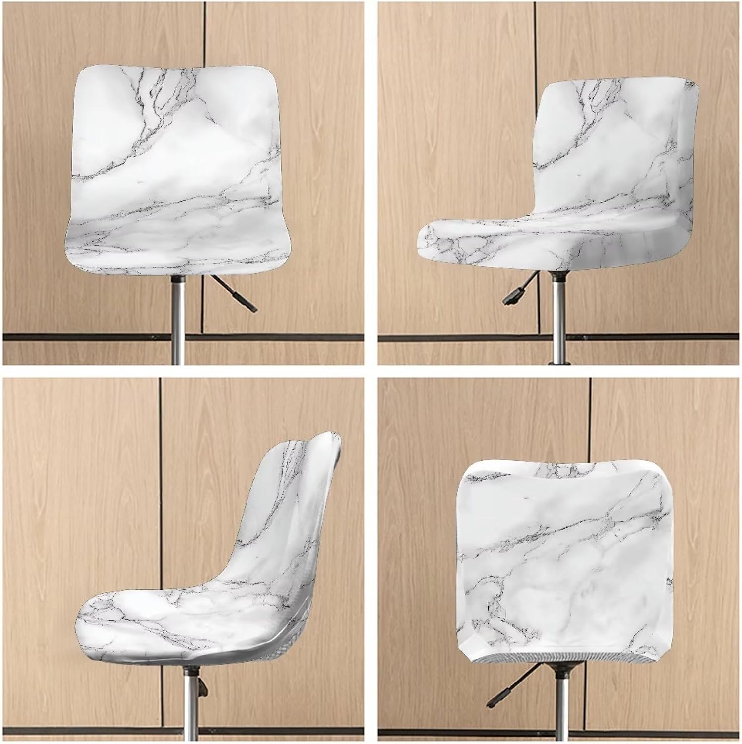 Bar Stool Covers with Backs Height Mid Low Back Chair Protector White Marble Stain Resistant Bar Stool Chair Covers Counter Height Chair Covers Set of 2
