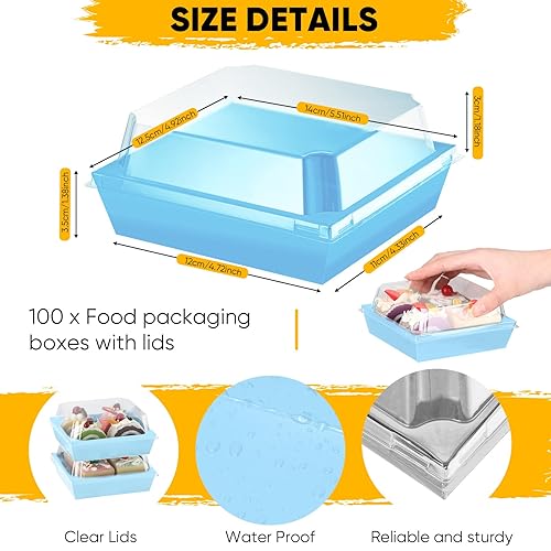 Miniatura 2 de Paquete de 100 cajas de charcutería con tapas transparentes, regalo de San Valentín, cajas para galletas de 5 pulgadas, estuches desechables para