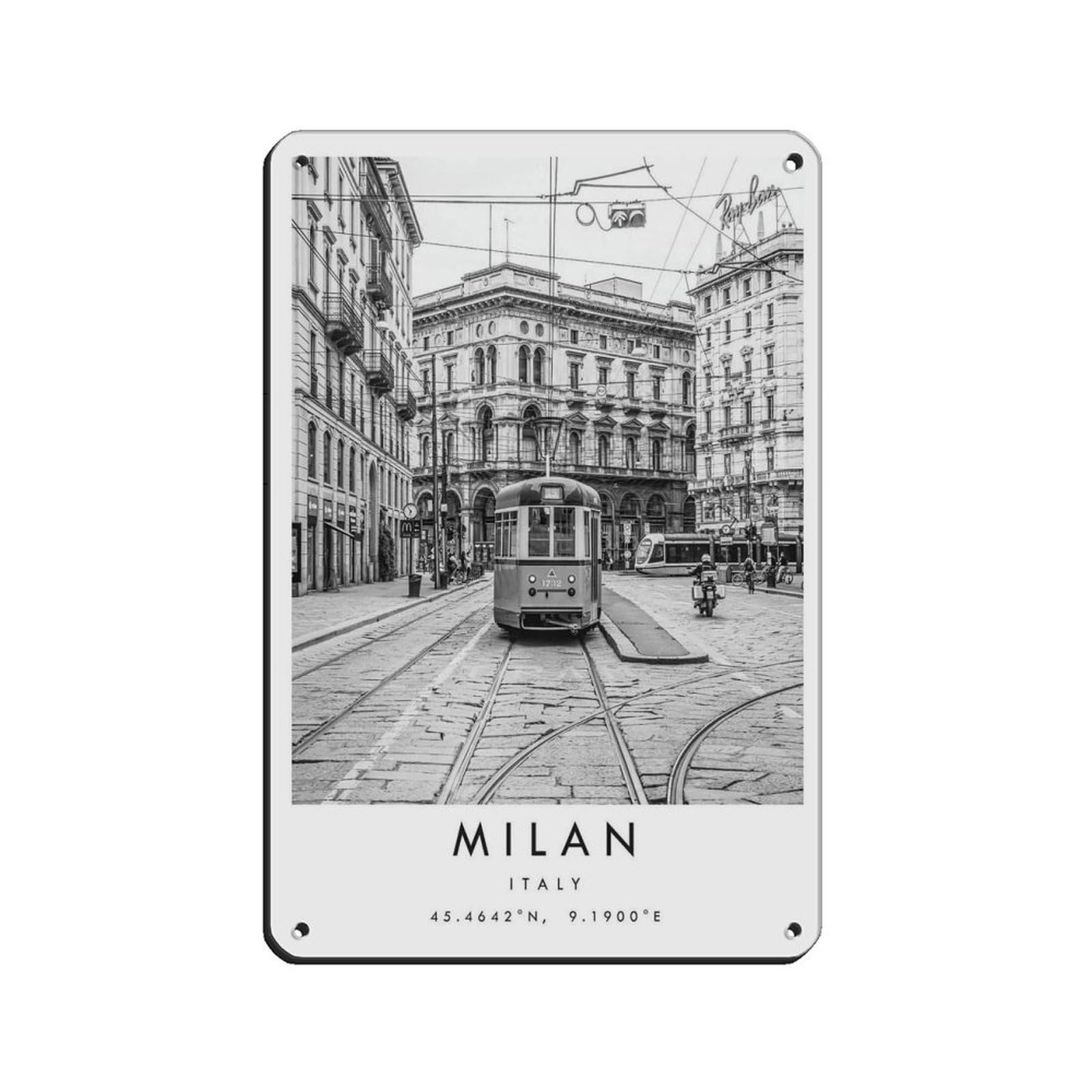 Milan Travel（20） Tin Sign Vintage Metal Pub Club Cafe Bar Home Wall Art Decoration Poster Retro 8x12inch(20x30cm)