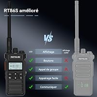 Set 2 stații radio emisie-recepție Retevis RT86S cu cască, rază lungă de acțiune, ecran LCD, baterie 2600 mAh, încărcare USB-C, apel de grup, negru 9