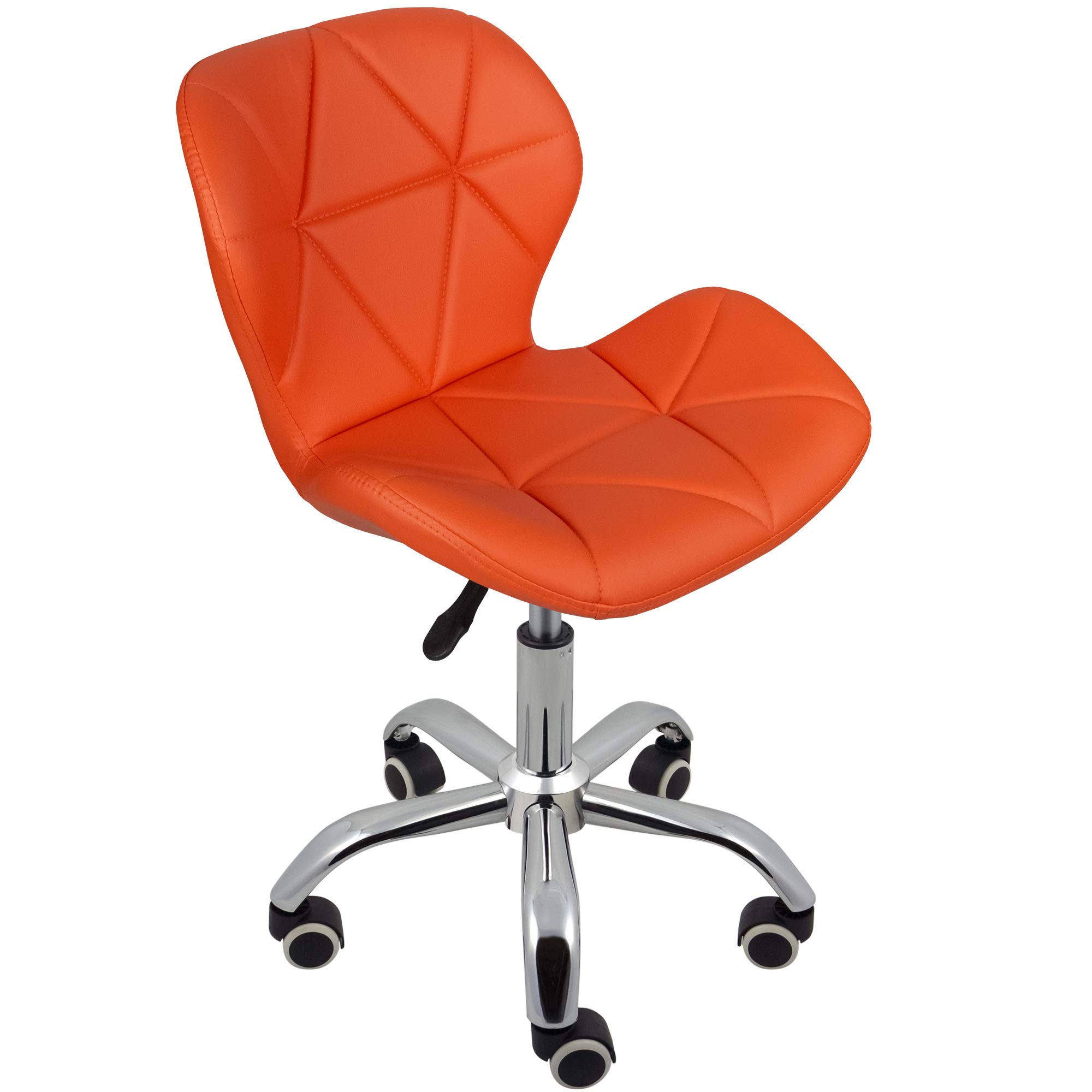 Charles Jacobs Home Office Swivel Computer Desk Chair with a Height Adjustable Chrome base and Wheels - Orange PU