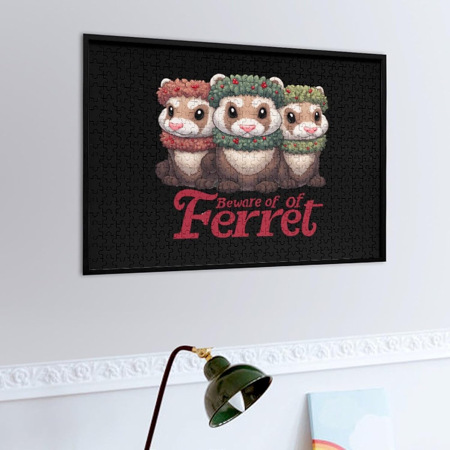 Beware of Ferret Puzzles for Adults 500 PCS Wooden Jigsaw Puzzle Wall Decor Christmas