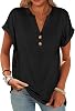 Blusas Henley de Manga Corta para Mujer ANRABESS, Escote en V, Casuales y Elegantes, Camisetas de Moda para Vacaciones de Verano 2026 1