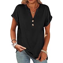 Womens Short Sleeve Henley Tops V Neck Dressy Casual Blouses Summer Trendy Tee Shirts 2026 Vacation Fashion Clothes