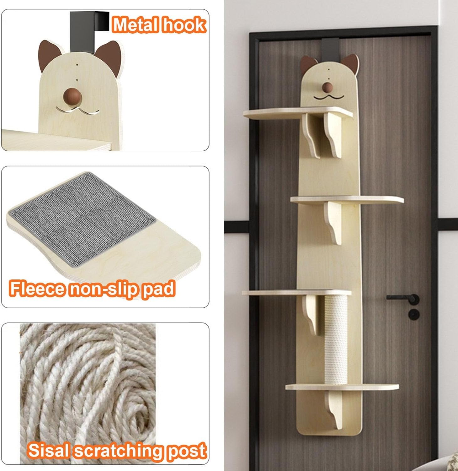 Door Hanger Cat Tree, Cats Shelf Shelves, Multi Level Over Door Cat Climber for Indoor Scratch & Climb(Cat)