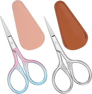 2 tijeras de cejas para mujer, de acero inoxi...