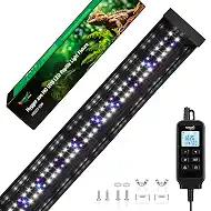 UVB Light for Reptiles 10W 15.7IN LED UVA UVB Terrarium Lamp with 4 Auto Modes for Ferguson Zones UVB Bulb with Timer for for Bearded Dragons, Leopard Gecko, Snake, Turtle & More