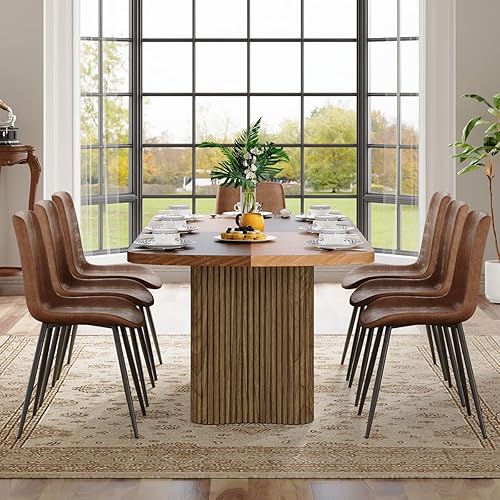 Miniatura 2 de Juego de mesa de comedor para 8 Juego de mesa de cocina rectangular grande de 78.7 pulgadas para 8 personas con sillas acolchadas, modernos juegos