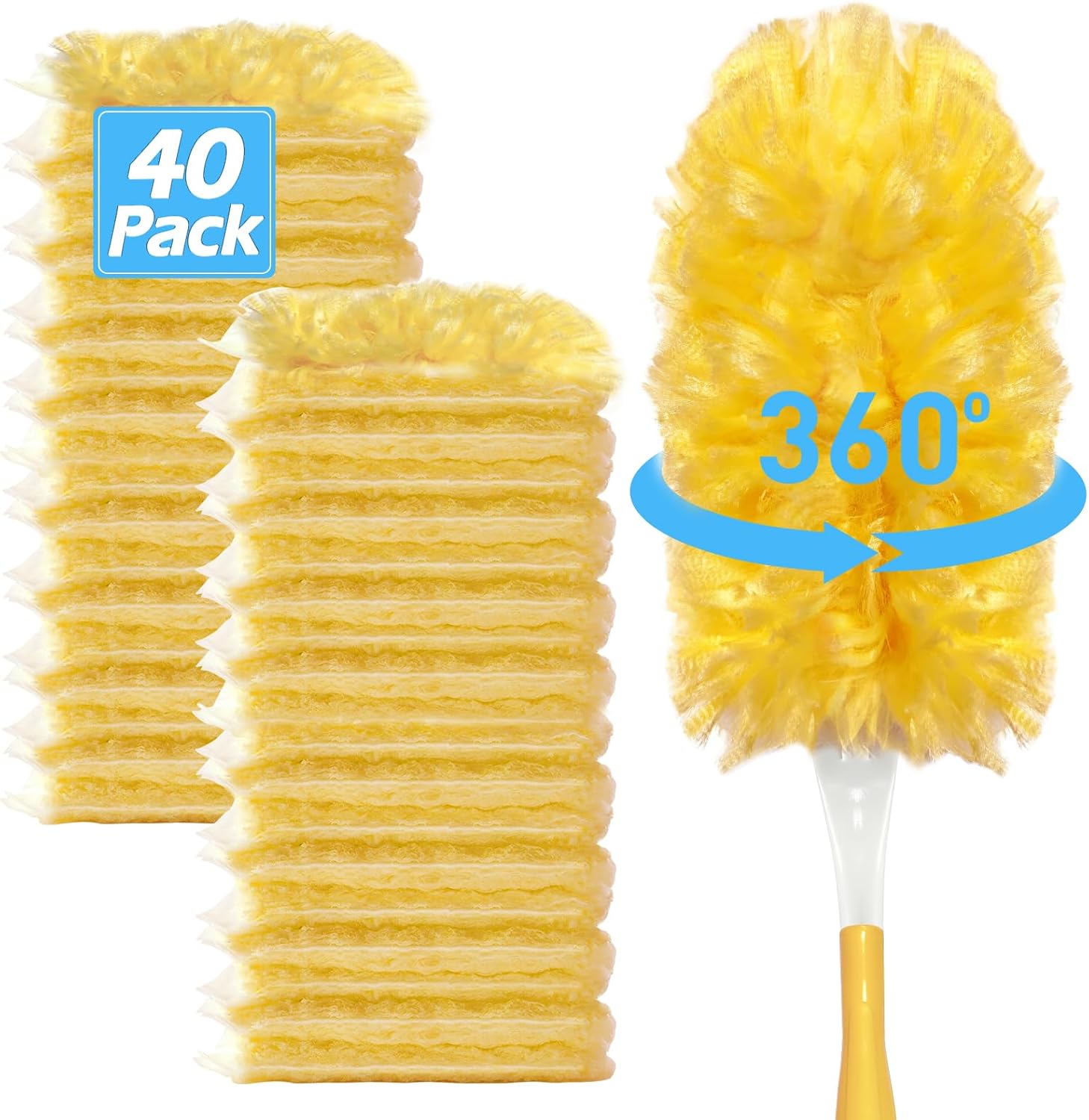 Heavy Duty Duster Refills for Swiffer Duster (60 Count) | 360° Unscented Disposable Multisurface Dusters with 1 Handle- for Home, Blinds, Fans & Corners, Blue