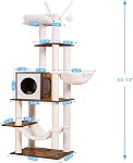Hey-brother Arbre de chat en bois, 66.1“ Meubles de chat avec des poteaux de Scratching, Tour de chat moderne avec hamacs, Jouets, condo pour chats, Rustique Brown MPJ120SR