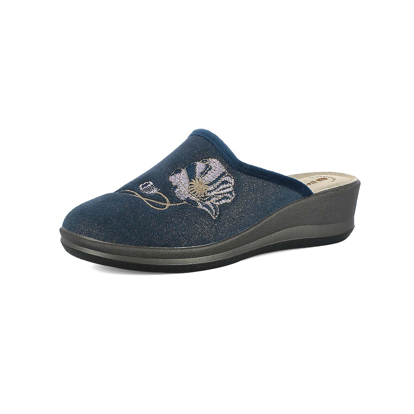 Pantofole Donna con Chiusura a Strappo, Ciabatte Invernali con Plantare in Pelle Imbottito e Zeppa 5cm